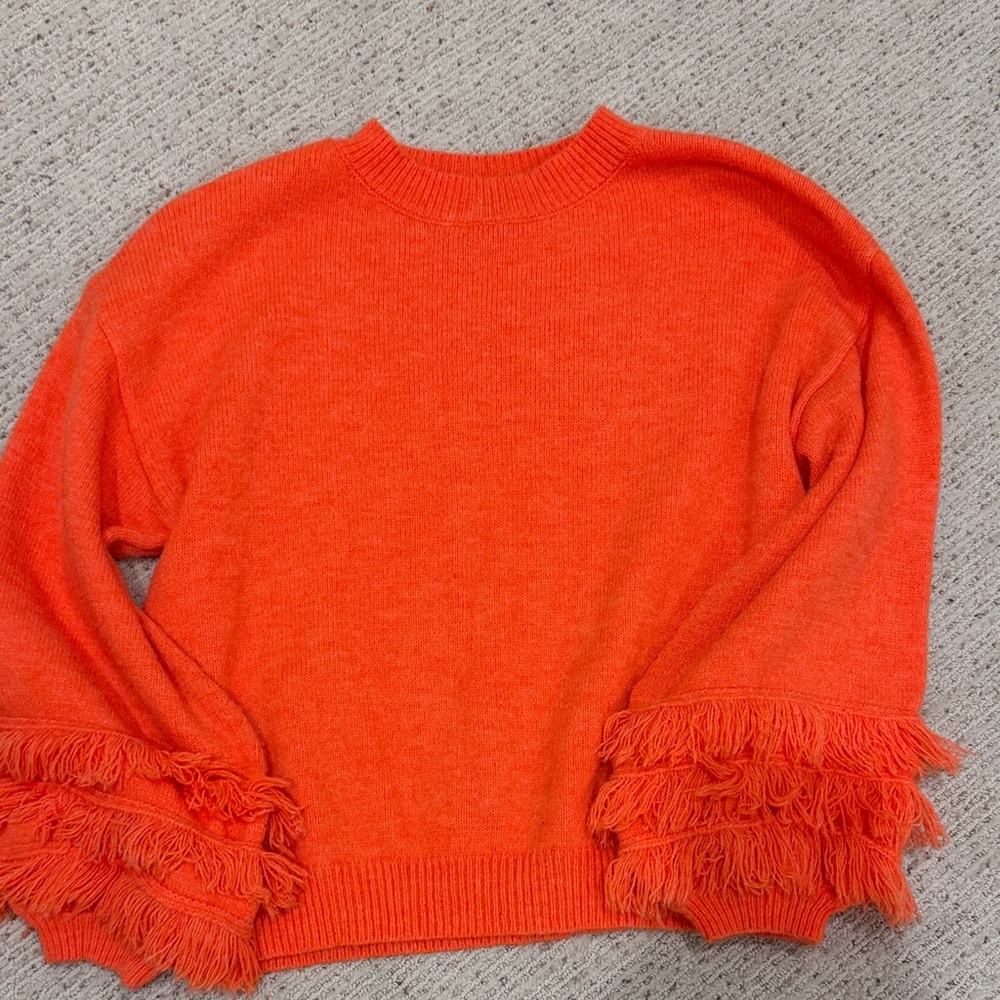 🧡🧡 CAKE FOR DINNER Fringe Hem Orange Sweater